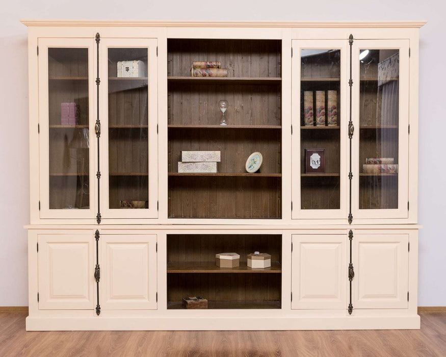 Großer Bücherschrank aus Massivholz mit externem Verschlusssystem | Wohnzimmerschrank