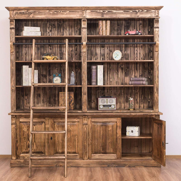 Großer Bücherschrank aus Massivholz | Wohnzimmerschrank | Bibliothekschrank