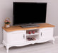 TV Sideboard aus Massivholz mit 2 Türen | Kommode mit geschwungenen Füßen | Eichenplatte - 