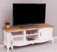 TV Sideboard aus Massivholz mit 2 Türen | Kommode mit geschwungenen Füßen | Eichenplatte - 
