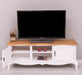TV Sideboard aus Massivholz mit 2 Türen | Kommode mit geschwungenen Füßen | Eichenplatte - 