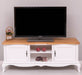TV Sideboard aus Massivholz mit 2 Türen | Kommode mit geschwungenen Füßen | Eichenplatte - 