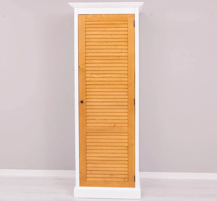 Abschließbarer Kleiderschrank aus Massivholz mit Lamellentür