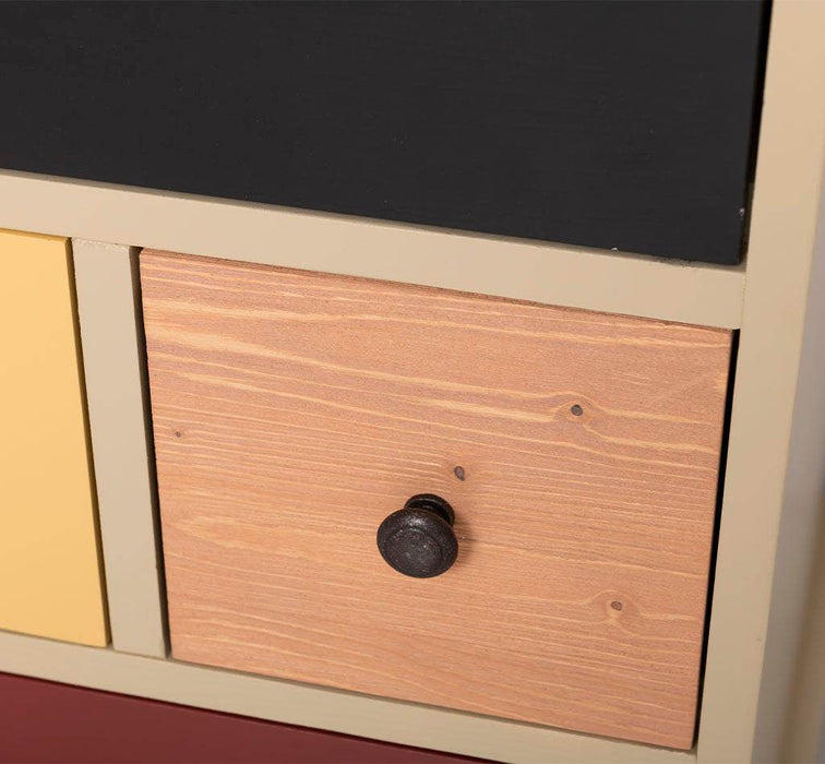 Apothekerschrank - Kommode aus Massivholz mit 13 Schubladen - mehrfarbig - Gewachst - Blaugrau