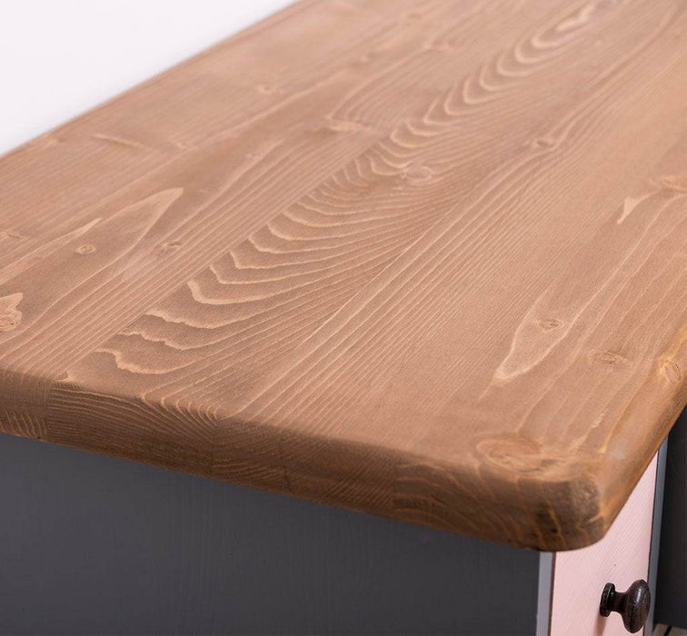 Apothekerschrank - Kommode aus Massivholz mit 13 Schubladen - mehrfarbig - Gewachst - Blaugrau
