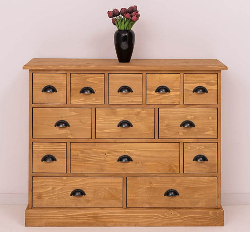 Apothekerschrank aus Massivholz - Kommode mit 13 Schubladen - Gewachst