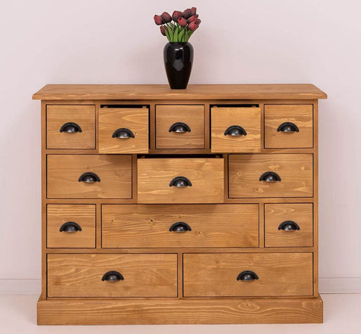 Apothekerschrank aus Massivholz - Kommode mit 13 Schubladen - Gewachst