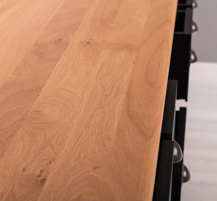Apothekerschrank aus Massivholz im Landhausstil mit 19 Schubladen mit Eichentop - Eiche - Schwarz