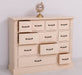 Apothekerschrank aus Massivholz mit 12 Schubladen und Ornamenten - Vintage Apricot
