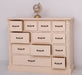 Apothekerschrank aus Massivholz mit 12 Schubladen und Ornamenten - Vintage Apricot