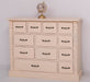 Apothekerschrank aus Massivholz mit 12 Schubladen und Ornamenten - Vintage Apricot