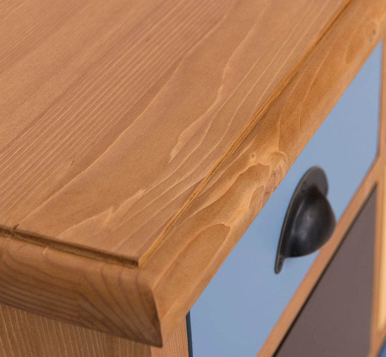 Apothekerschrank aus Massivholz mit 13 Schubladen - mehrfarbige Kommode - Multi Creme - Eichentop