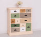 Apothekerschrank aus Massivholz mit 13 Schubladen - mehrfarbige Kommode - Multi Creme - Eichentop