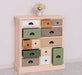 Apothekerschrank aus Massivholz mit 13 Schubladen - mehrfarbige Kommode - Multi Creme - Eichentop