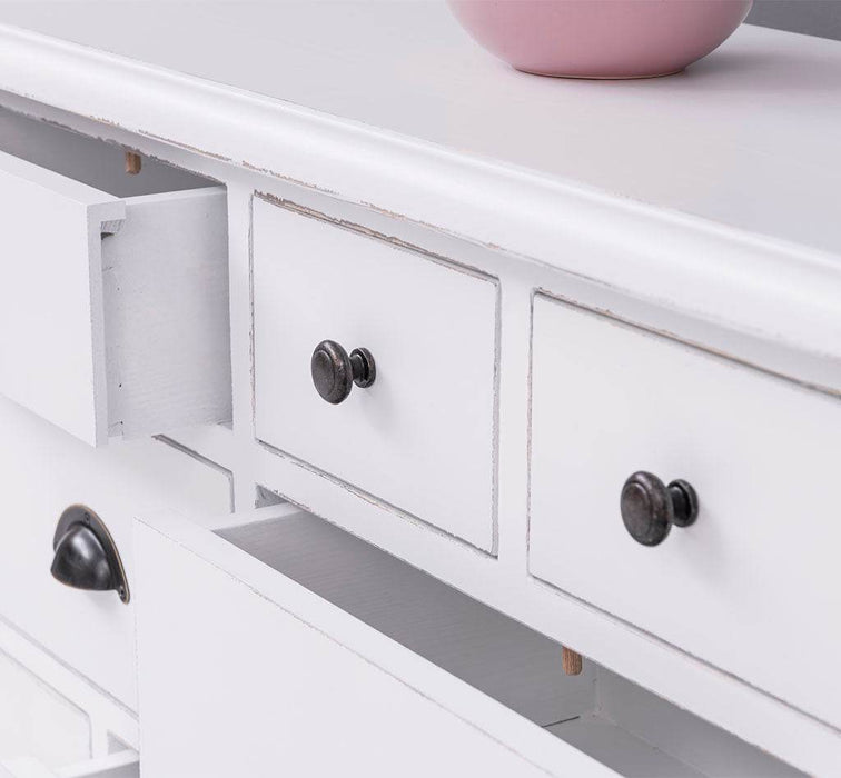 Apothekerschrank aus Massivholz mit 13 Schubladen - mehrfarbige Kommode - Multi Creme - Eichentop