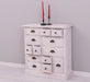 Apothekerschrank aus Massivholz mit 13 Schubladen - mehrfarbige Kommode - Multi Creme - Eichentop