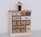 Apothekerschrank aus Massivholz mit 13 Schubladen - mehrfarbige Kommode - Multi Creme - Eichentop
