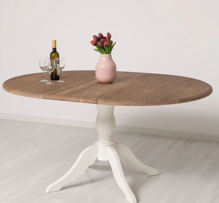 Ausziehbarer Esstisch aus Massivholz | runder Holztisch