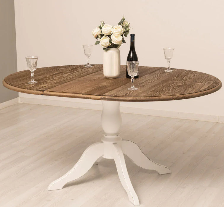 Ausziehbarer Esstisch aus Massivholz | runder Holztisch