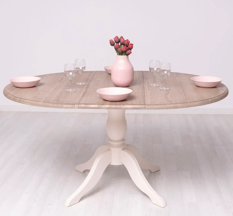 Ausziehbarer Esstisch aus Massivholz | runder Holztisch