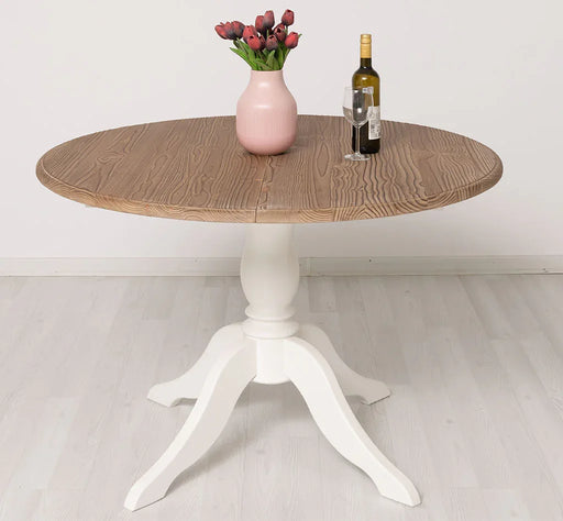 Ausziehbarer Esstisch aus Massivholz | runder Holztisch