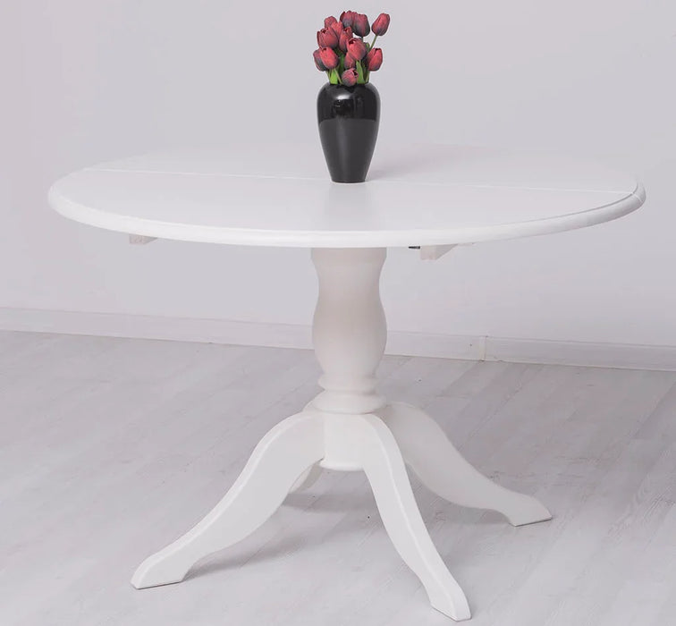 Ausziehbarer Esstisch aus Massivholz | runder Holztisch