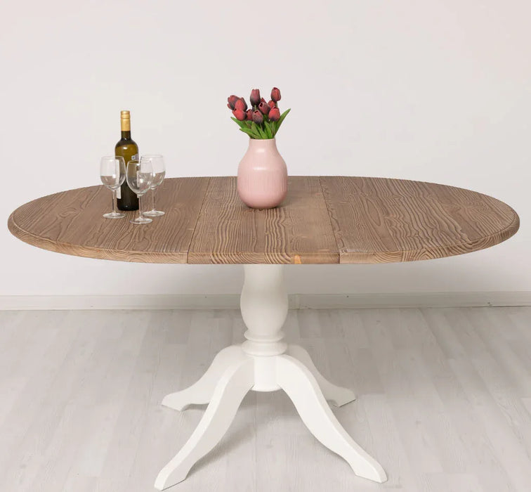 Ausziehbarer Esstisch aus Massivholz | runder Holztisch