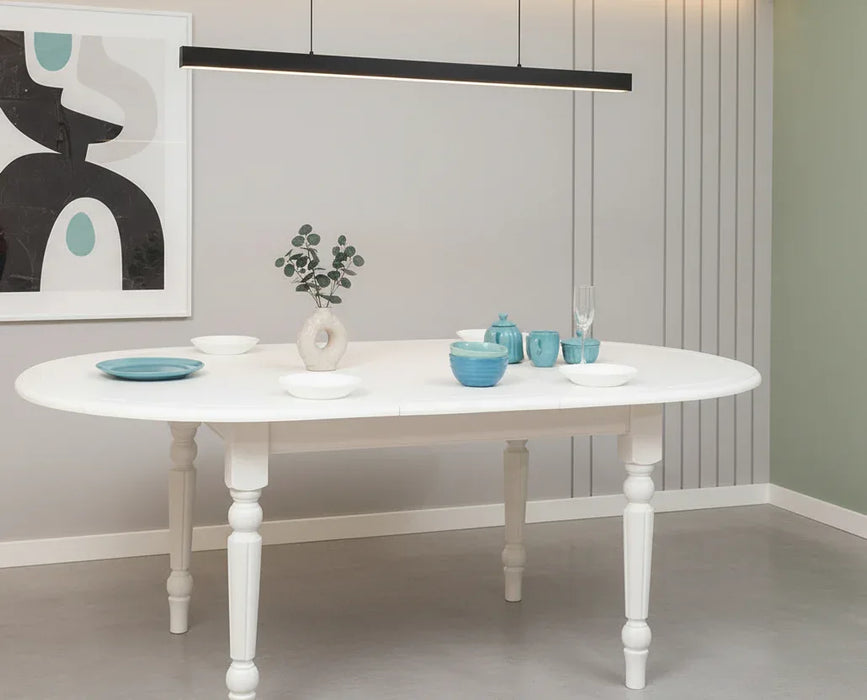 Ausziehbarer Esstisch oval aus Massivholz in verschiedenen Größen