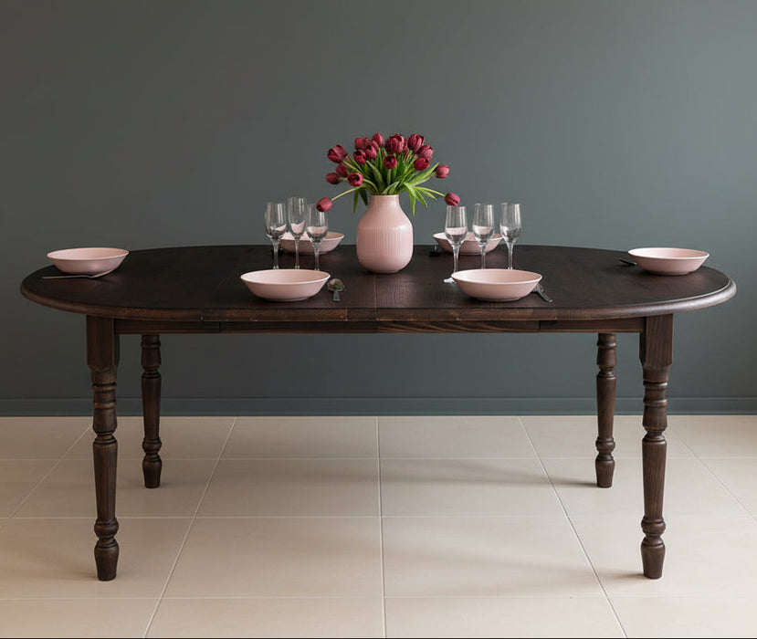 Ausziehbarer Küchentisch aus Massivholz rund