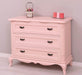 Vintage Sideboard aus Massivholz mit 3 Schubladen | Kommode mit geschwungenen Füßen - Vintage Rosa
