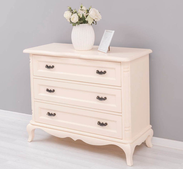 Sideboard aus Massivholz mit 3 Schubladen | Barock Kommode mit geschwungenen Füßen - 