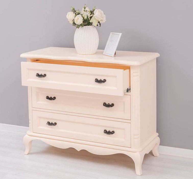 Sideboard aus Massivholz mit 3 Schubladen | Barock Kommode mit geschwungenen Füßen - 