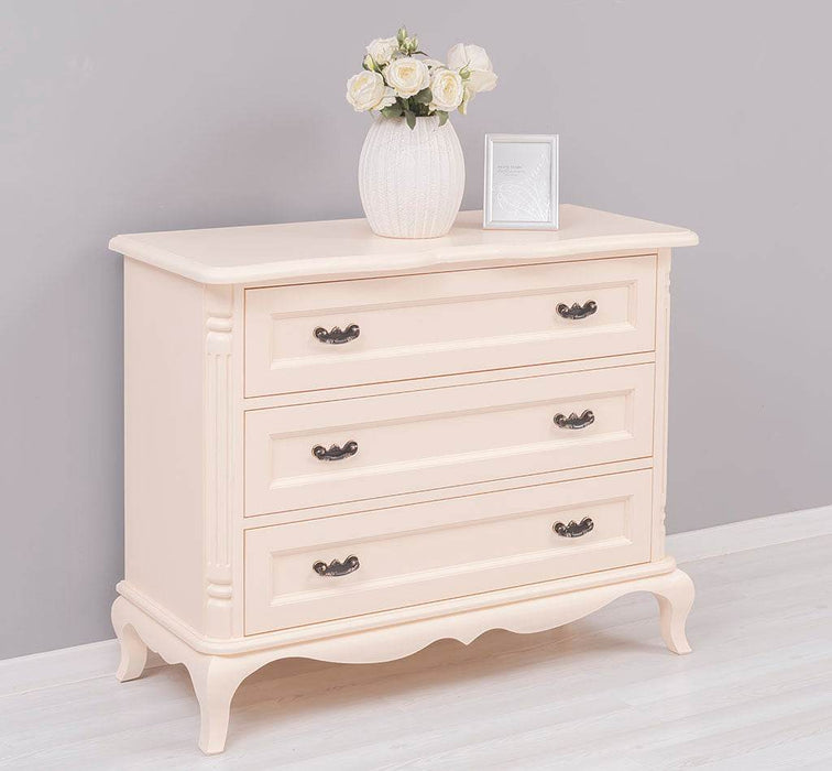 Sideboard aus Massivholz mit 3 Schubladen | Barock Kommode mit geschwungenen Füßen - 
