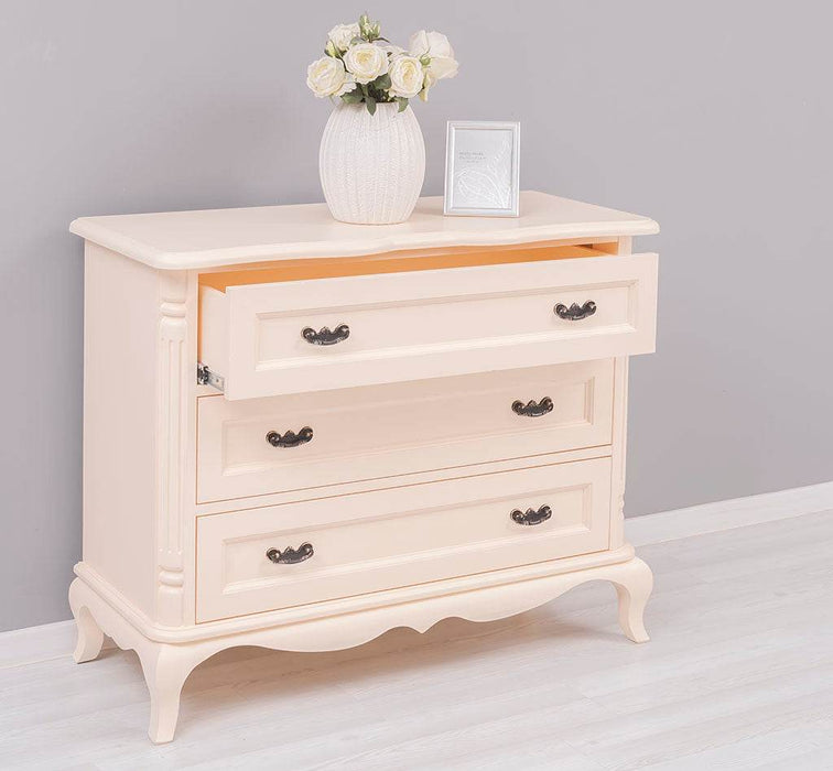Sideboard aus Massivholz mit 3 Schubladen | Barock Kommode mit geschwungenen Füßen - 