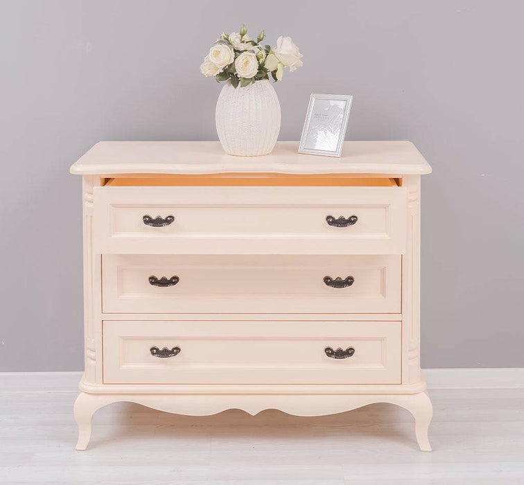Sideboard aus Massivholz mit 3 Schubladen | Barock Kommode mit geschwungenen Füßen - 