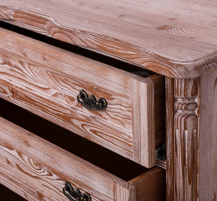 Barock Sideboard aus Massivholz mit 3 Schubladen | Kommode mit geschwungenen Füßen - 