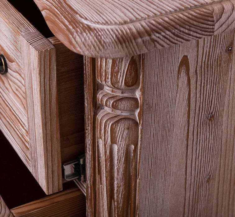 Barock Sideboard aus Massivholz mit 3 Schubladen | Kommode mit geschwungenen Füßen - 