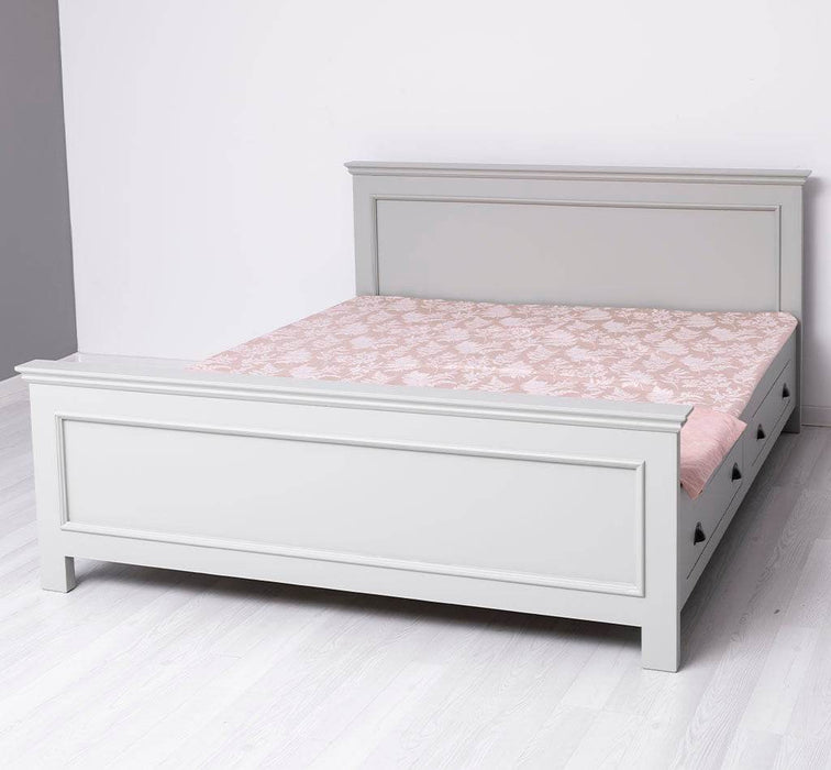 Bett aus Massivholz im Landhausstil mit Schubladen - Kastanie / 90x200