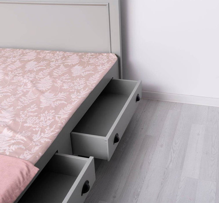 Bett aus Massivholz im Landhausstil mit Schubladen - Kastanie / 90x200