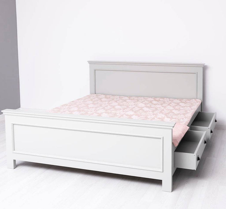 Bett aus Massivholz im Landhausstil mit Schubladen - Kastanie / 90x200
