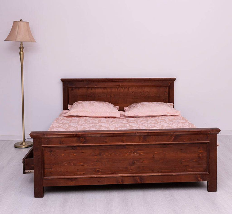 Bett aus Massivholz im Landhausstil mit Schubladen - Kastanie / 90x200