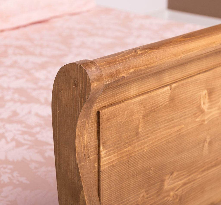 Bett im Landhausstil aus Massivholz mit geschwungenem Kopf- und Fußteil - 90 x200