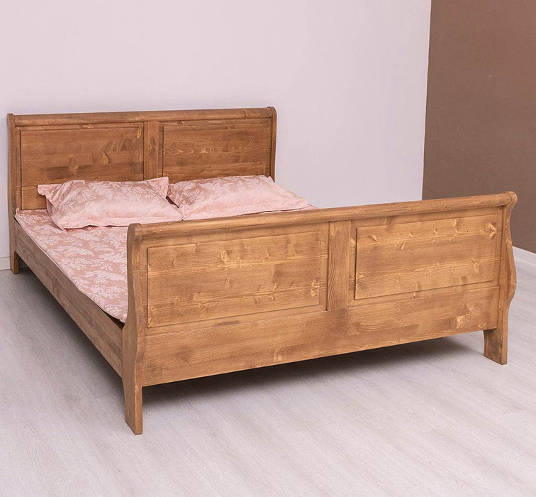 Bett im Landhausstil aus Massivholz mit geschwungenem Kopf- und Fußteil - 90 x200