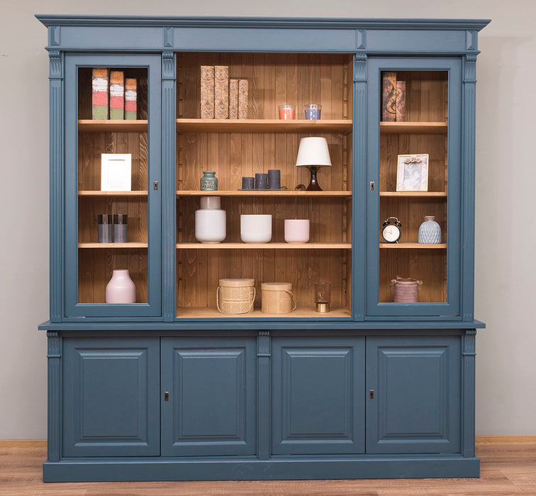 Bibliothek aus Massivholz - Bücherschrank - Aktenschrank mit Ornamenten