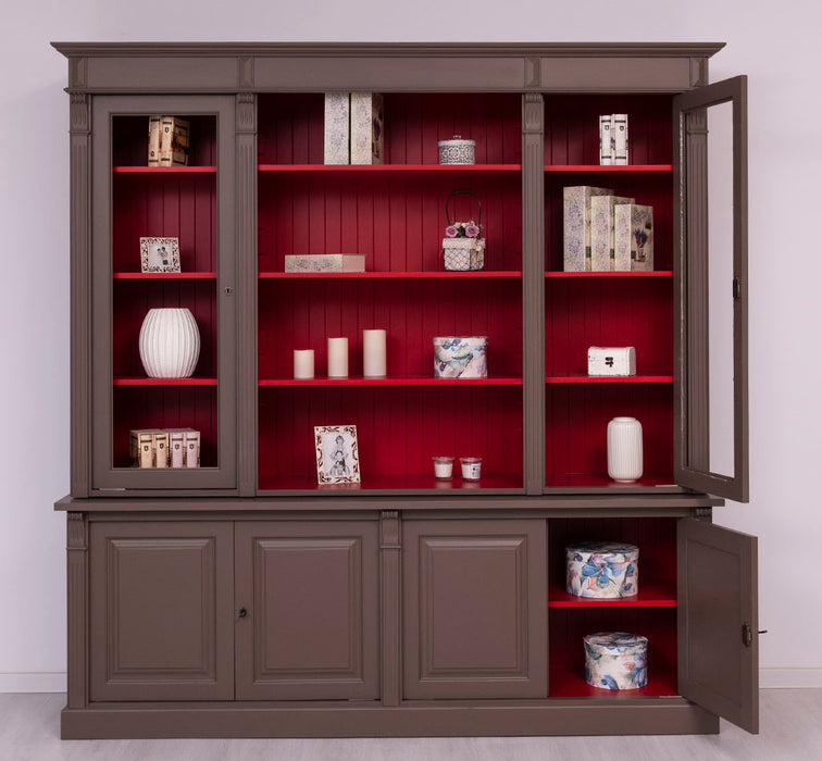 Bibliothek aus Massivholz - Bücherschrank - Aktenschrank mit Ornamenten