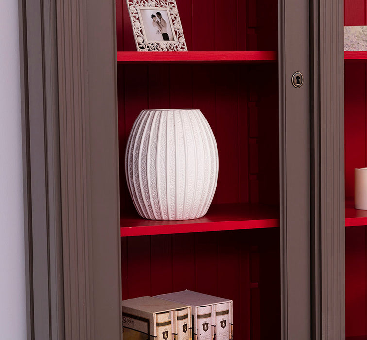 Bibliothek aus Massivholz - Bücherschrank - Aktenschrank mit Ornamenten