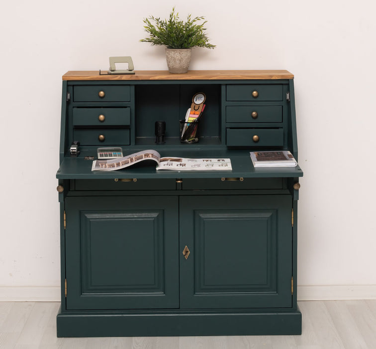 Breiter Sekretär aus Massivholz - klappbar