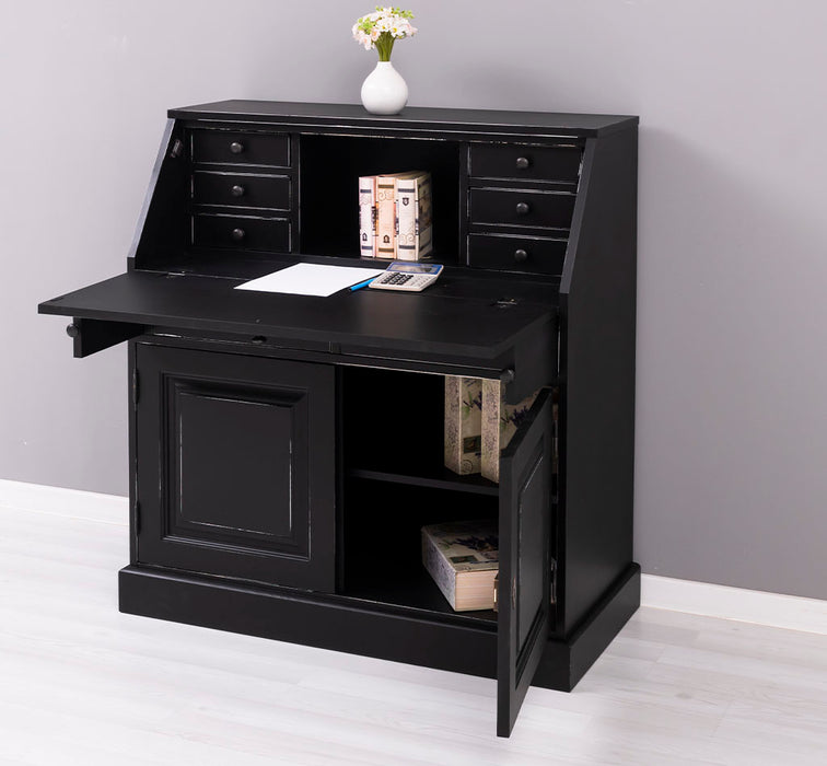 Breiter Sekretär aus Massivholz - klappbar