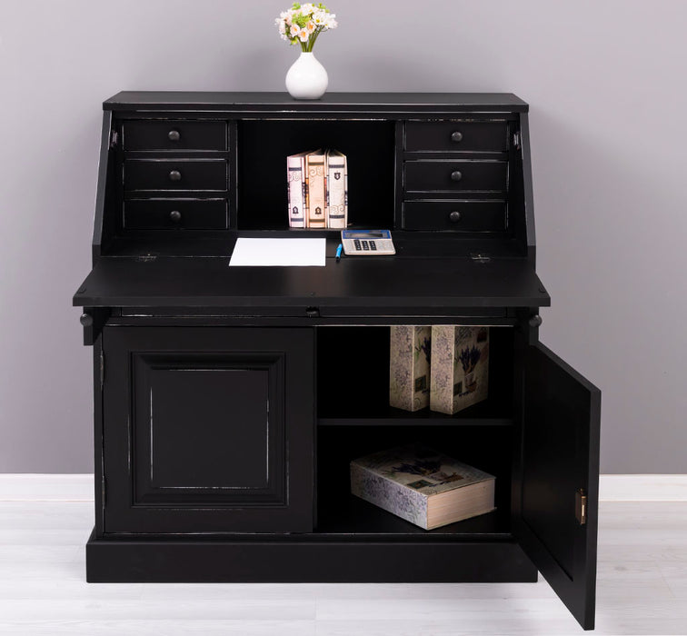 Breiter Sekretär aus Massivholz - klappbar