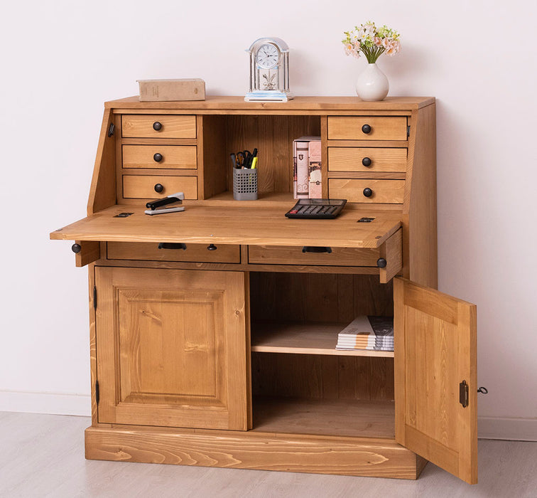 Breiter Sekretär aus Massivholz - klappbar